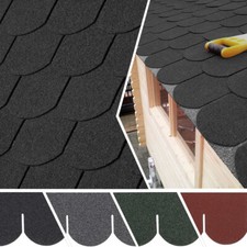 18PCS Mosaic/Fish-scale/3 Tab Asphalt Shingles Felt Shed Roofing Tiles 2.61sqm