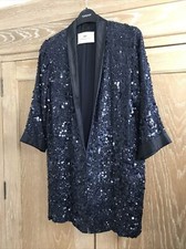 Day Birger Et Mikkelsen Jacket Blue/ Black Sequin/silk Jacket Size 36