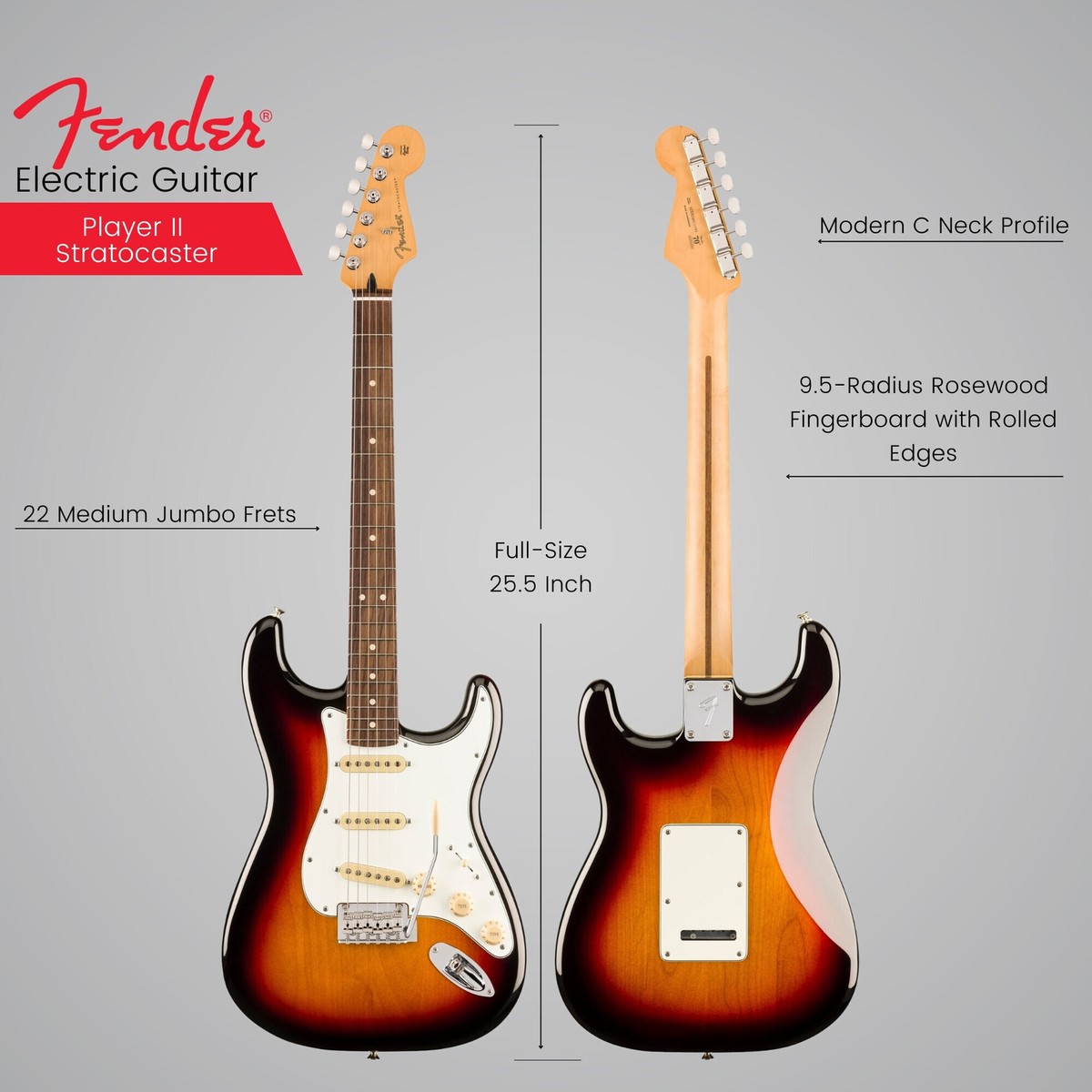 ギター Fender PlayerStratocaster Fender Player II Stratocaster 6 String Electric Guitar 3