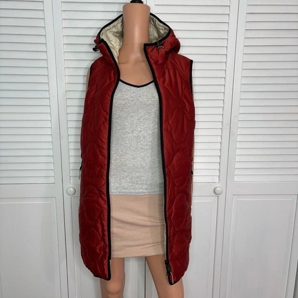 TRIBAL Reversible Hooded Long Puffer Quilted Vest Size Small - Image 3 of 4