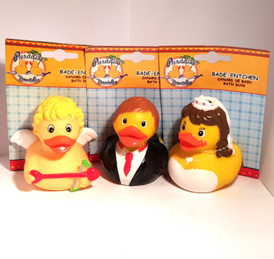 NEU 3x, Duck Ente Brautpaar Hochzeit Amor LOVE Badeente Badespielzeug Ducky D19