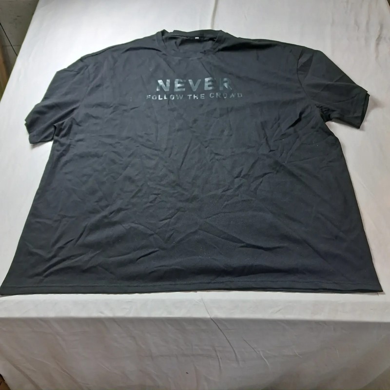 Graphic T-Shirt Mens 5XL Black NEVER FOLLOW THE CROWD Short Sleeve Crewneck