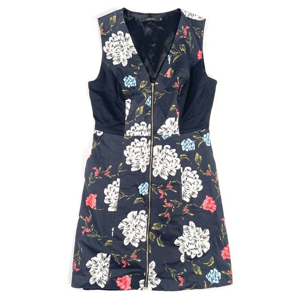 Portmans A-Line Mini Dress Size 10 Floral Print Sleeveless Zip Up V-Neck Party