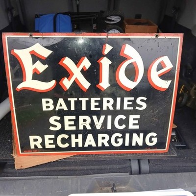 1955 Exide battery service & Recharging sign 2 sided 18''X24''