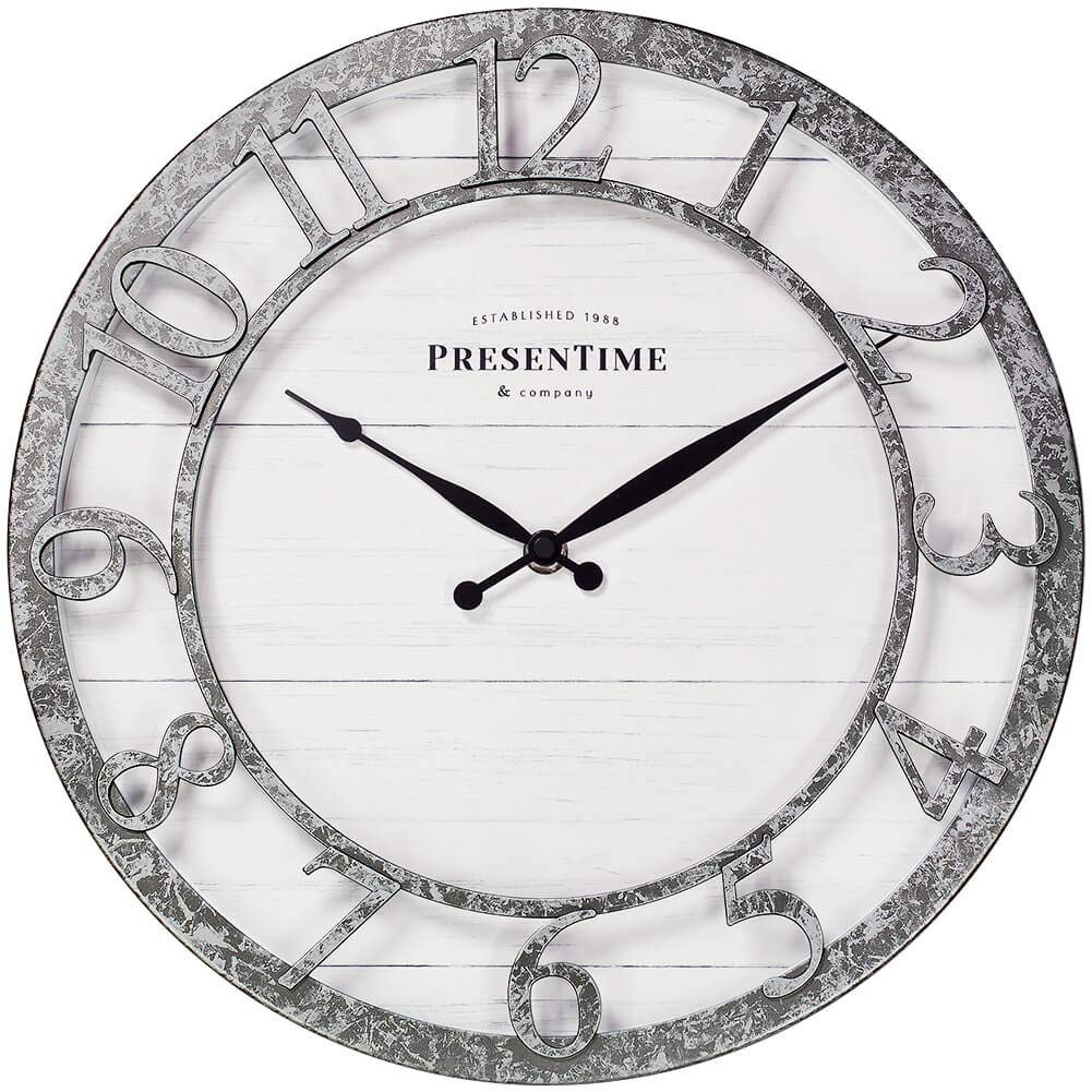 Galvanized Finish 13 Inch Wall Clock Rustic Farmhouse Style 