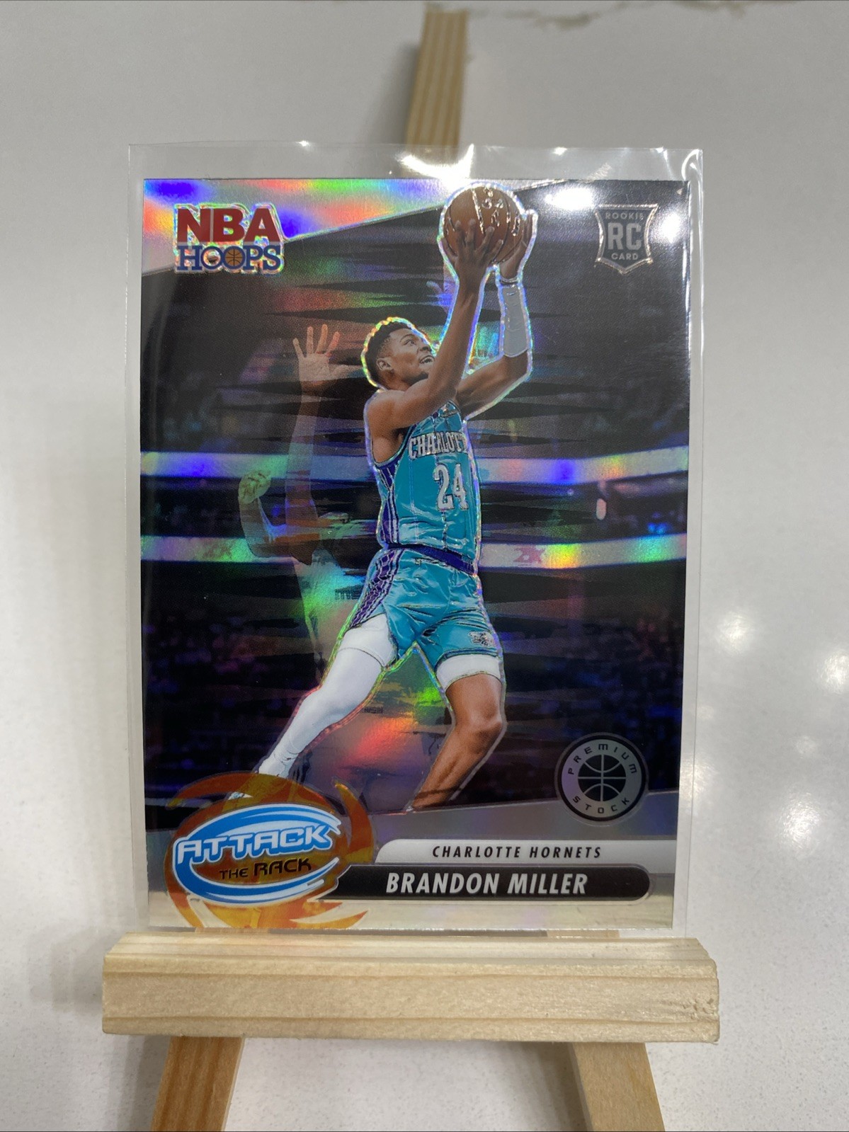 23-24 Nba Hoops Premium Stock Attack the Rack Brandon Miller #10 Silver Prizm RC