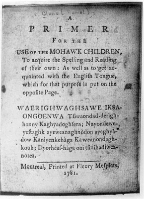 Photo:[Title page with full title in both English and Mohawk]