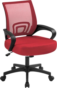 Silla Oficina Ergonomica Roja Moderna Malla Soporte Lumbar Altura Ajustable