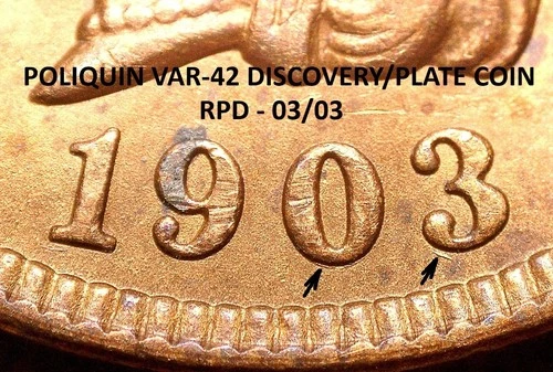 1903 Indian Head Cent - MS-++ RB BU POLIQUIN DISCOVERY/PLATE, RPD (K697)