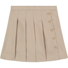 Nautica Girls' School Uniform Pleated Pull-on Scooter Skirt, Khaki, Size 8