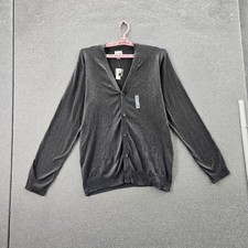 Old Navy Men Cardigan L Gray Button Long Sleeve Fleece V Neck NWT