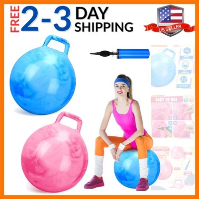 2 Pcs 29 Inch Hopper Bouncing Ball with Handle Jumping Bouncy Space Hopping B...