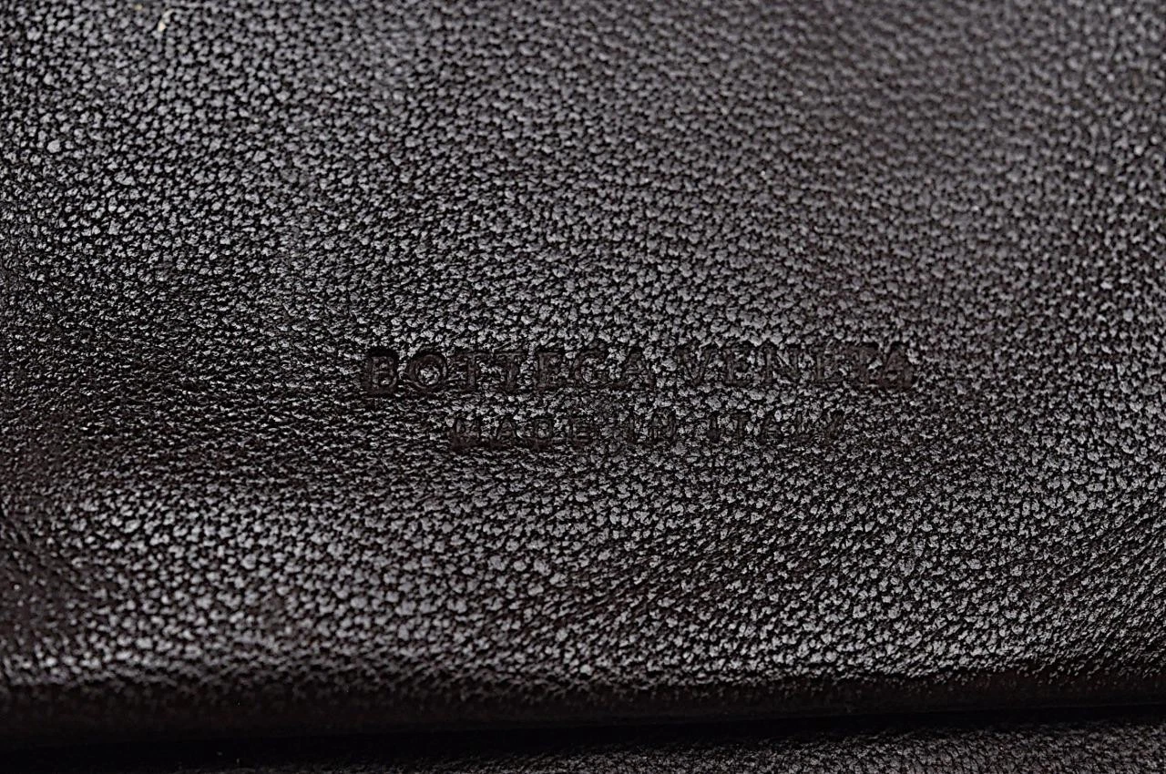 Bottega Veneta Pochette Tessuto Marrone Portafoglio Zip Intorno Viaggio 9" x 5"