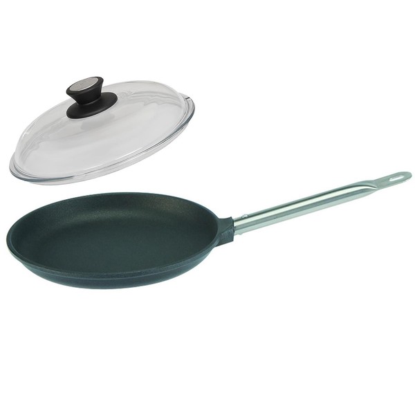 Skk Lyoner Bratpfanne 28Cm Antihaft Profi Pfanne Mit Edelstahlgriff & Glasdeckel-image
