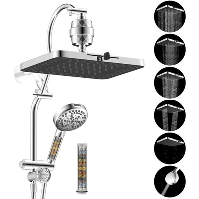 #ad 5 spray Dual Filtered Rainfall Shower Head Combo High Pressure 13#x27;#x27; Showerhe... $212.30