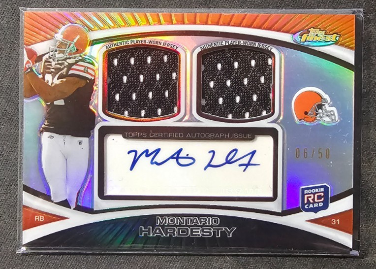Montario Hardesty Finest Dual Relics Autograph #MH Refractor