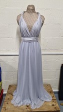 Oasis Multi Way Self Tie Maxi Dress Light Grey Silver Bridesmaid Gown Size 10