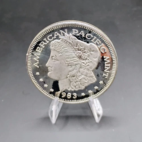 Vintage 1983 American Pacific Mint Morgan Trade Unit 999 Fine Silver 1 Troy oz