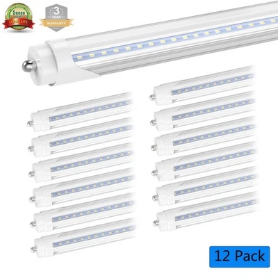 CNSUNWAY 12 Pack T8 8FT LED Tube Lights 45W Single Pin Garage 6000K LED Shop Light Bulbs