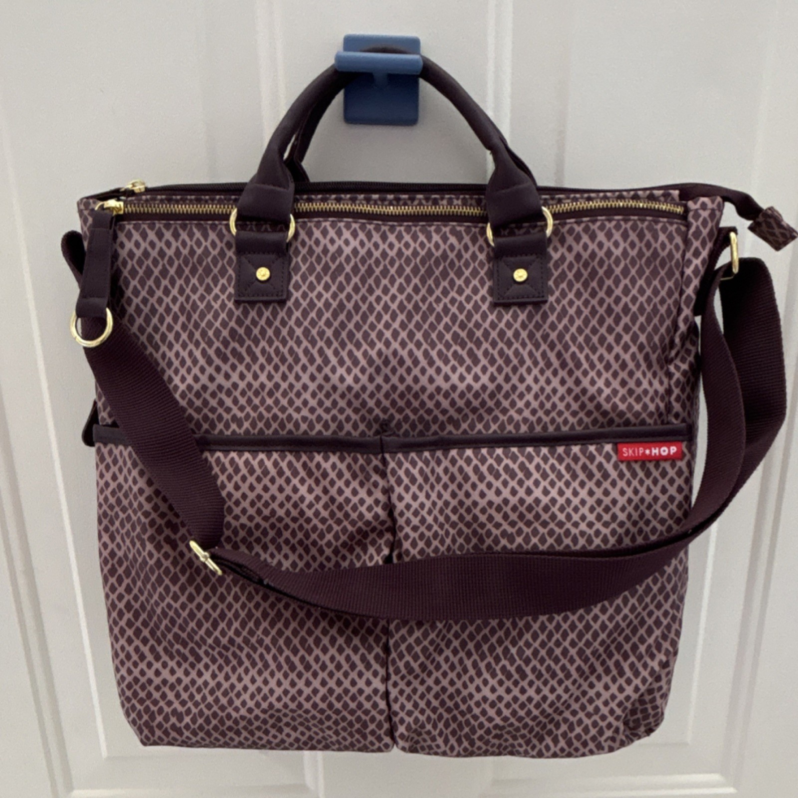 Skip Hop Purple  Geometric Messenger Diaper Bag Adjustable S