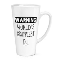 Warnung Worlds Grumpiest Dj 483Ml Groß Latte Becher Tasse Raving Geburtstag Fest