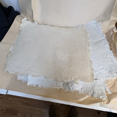 Handmade Paper 6 Sheets Approx 17X 13.5  Colors Vairy Ivory- Brown 