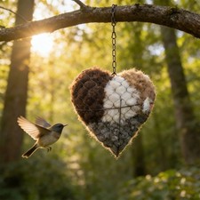 Handmade Fiber Bird Nesting Heart, Birds Nests Holder, Nest Boxes for Outside