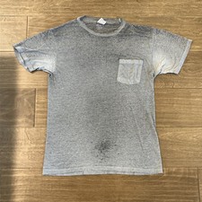 Burnout See Through Hanes Pocket-T Men  s Size Medium Gray Vintage 90  s Grunge