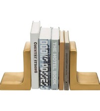 MyGift Modern Gold Concrete Office Bookshelf Decor Bookends for Heavy Book...