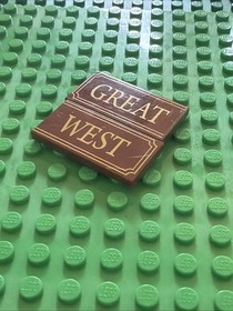 LEGO Printed Tile 2x4 Set Brown GREAT WEST Train Signs Hotel Western Cowboy 7597