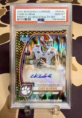 Cade Klubnik Autograph 2024 Bowman Chrome Black Gold Stealth SSP Auto /24 PSA 10