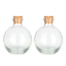 5oz Round Glass Bottles with Cork Stoppers for DIY Crafts