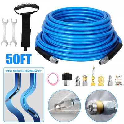 #ad Sewer Jetter Nozzles Kit 50FT Drain Cleaning Hose for Pressure Washer 5800PSI US $27.59