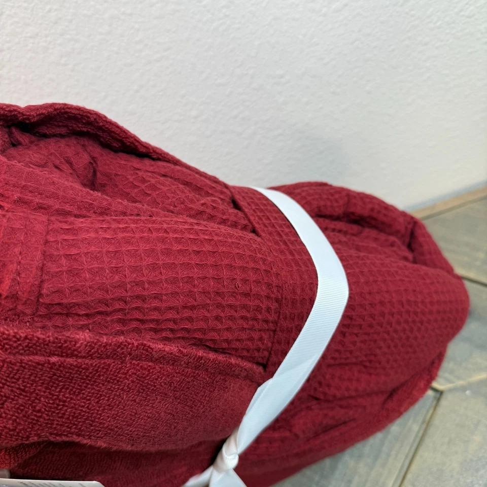 BATA RESORT TEJIDO GOFRE GRANERO CERÁMICA TALLA L ROJA ~ HIDROALGODÓN ~ BATA DE NAVIDAD Foto 4 de 4