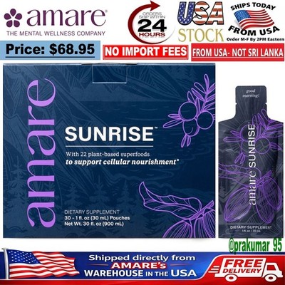 Amare Sunrise Superfood Drink 30 Pack Energy Mood Focus Antioxidant Exp. 2028  