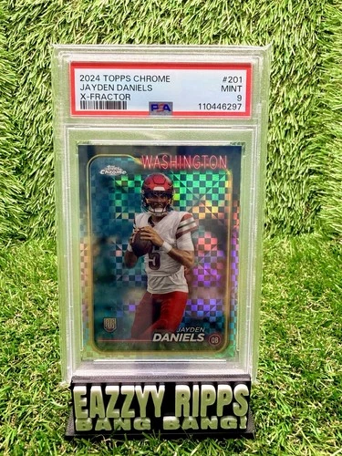 2024 TOPPS CHROME X-FRACTOR #201 JAYDEN DANIELS ROOKIE RC PSA 9
