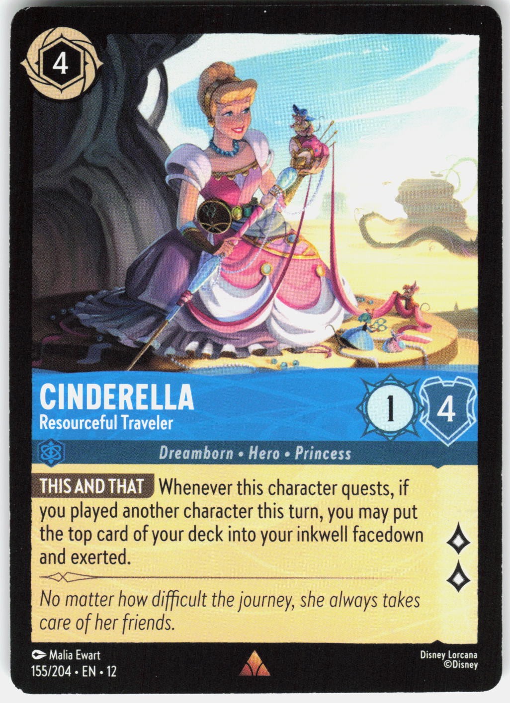 CINDERELLA - RESOURCEFUL TRAVELER 155/204 RARE WILDS UNKNOWN LORCANA NM