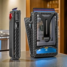 Men's Slim Wallet, Pop-Up Card Holder & Money Clip - Lightweight Minimalist Cash