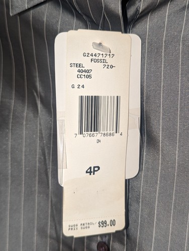 Jones New York Damen 100 % Seide grau Nadelstreifen Knopfleiste Bluse Größe 4P - Bild 7 von 9