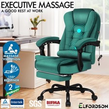 ELFORDSON Massage Office Chair Executive Recliner Heated Footrest Swivel Gaming