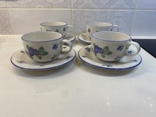 4 x Royal Doulton Everyday Blueberry Cups &  Saucers Exc Cond