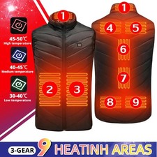 9 Heated Vest Zones Electric Heated Jackets Men Women USB Charging Winter Warm