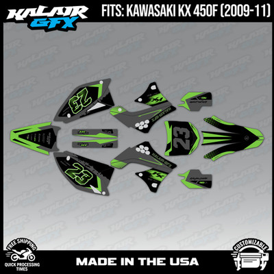 Graphics Kit for KAWASAKI KX450F (2009-2011) KX 450F Evader Series - Green Shift