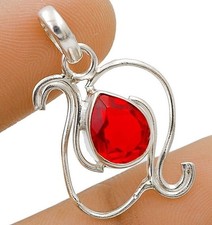 2CT Natural Fire Garnet 925 Sterling Silver Pendant Jewelry 1 1/4