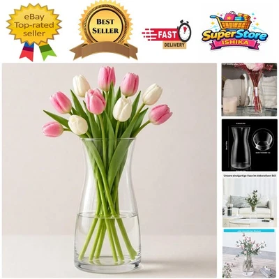 Versatile Clear Glass Vase - Modern Design, Perfect for Weddings & Housewarmings - Image 1 of 4