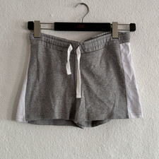QS Damen Sweatshorts Grau/Wei&szlig; Gr. S Jersey, elastischer Bund mit Kordelzug