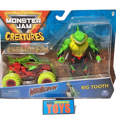 Monster Jam Creatures MEGALODON ZOMBIE BIG TOOTH 2-Pack set RARE