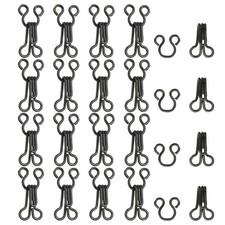 Sewing Hooks and Eyes, 18mm Covered Hook Eye Closure 100 Pack, Dark Black