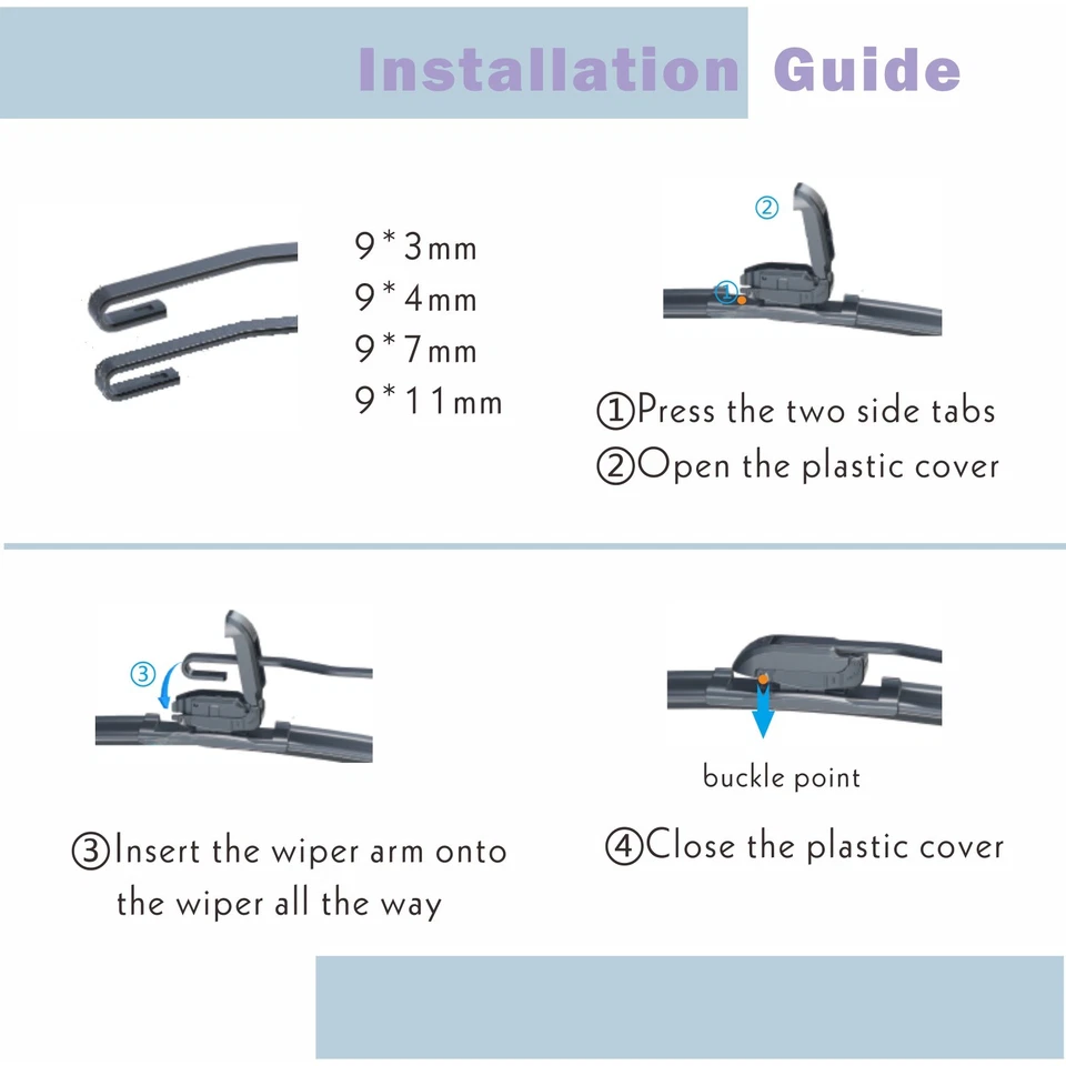 2, limpiaparabrisas 20 20 para Nissan Cube 2009-2014 gancho en J toda temporada Foto 4 de 4