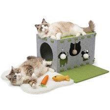 3-in-1 Large Felt Cat House  Tunnel for Indoor Cats